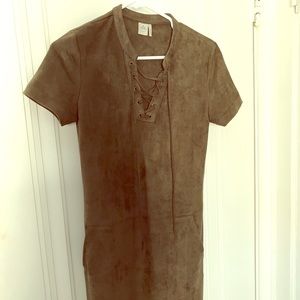 Paper Crane olive suede dress